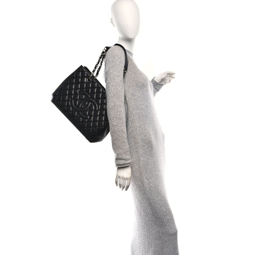 Caviar Quilted Grand Shopping Tote GST Black
