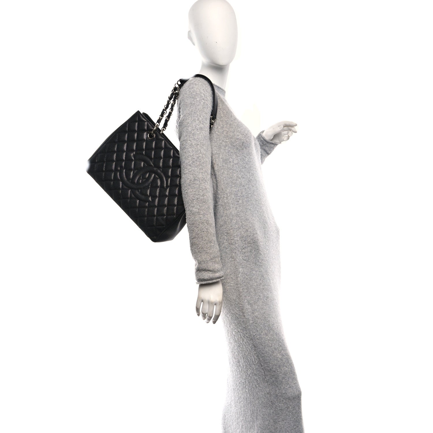 Caviar Quilted Grand Shopping Tote GST Black