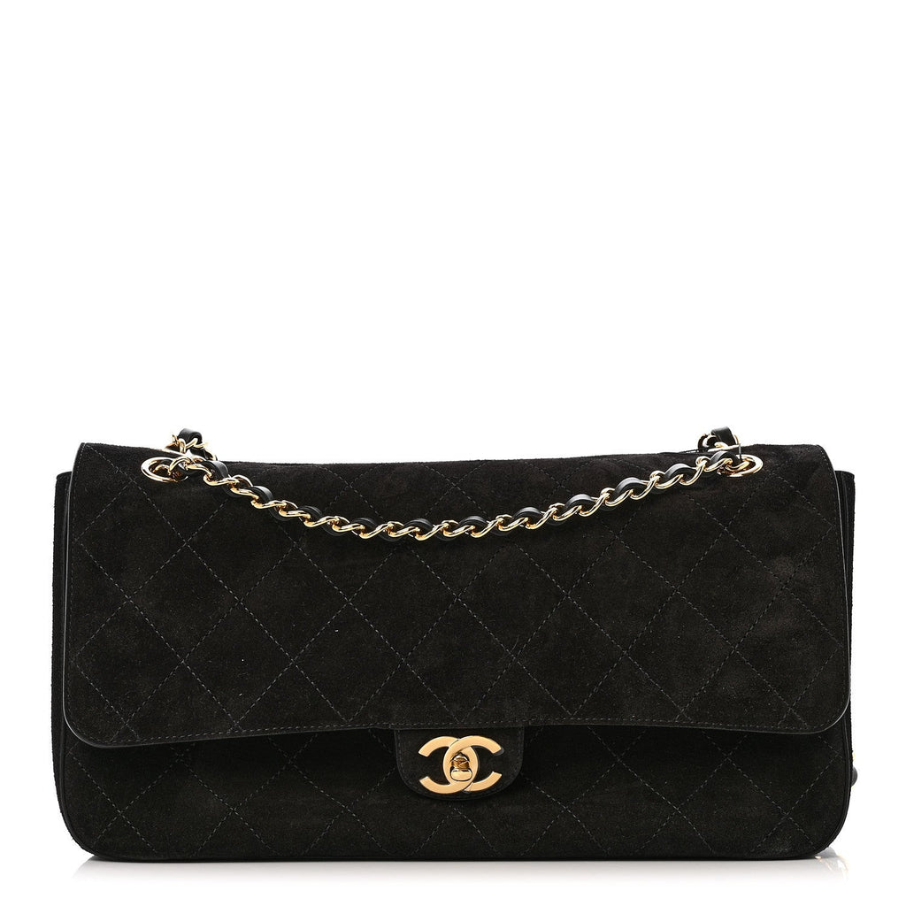 Suede Calfskin Small Souplissimo Maxi Flap Black