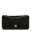 Suede Calfskin Small Souplissimo Maxi Flap Black