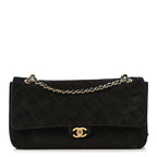 Suede Calfskin Small Souplissimo Maxi Flap Black