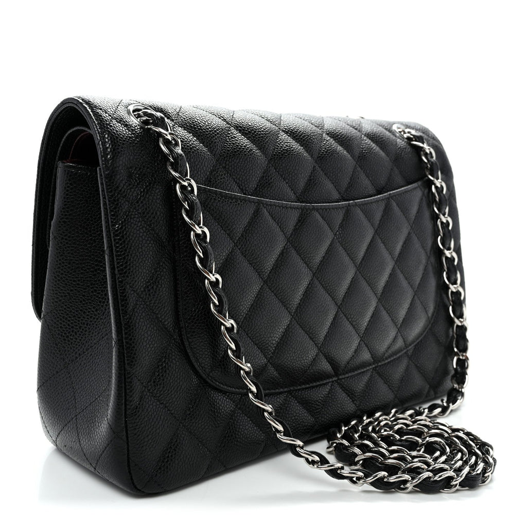 Caviar Quilted Jumbo Double Flap Black