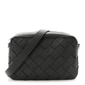 Grained Calfskin Intrecciato Medium Camera Bag Dark Green
