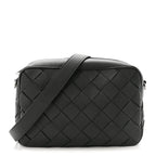 Grained Calfskin Intrecciato Medium Camera Bag Dark Green