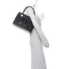 Caviar Quilted Medallion Tote Black