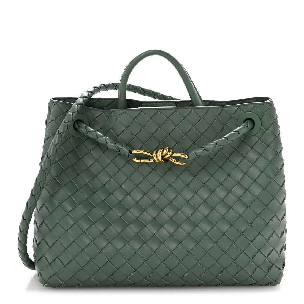 Nappa Intrecciato Medium Andiamo Shoulder Bag Aloe
