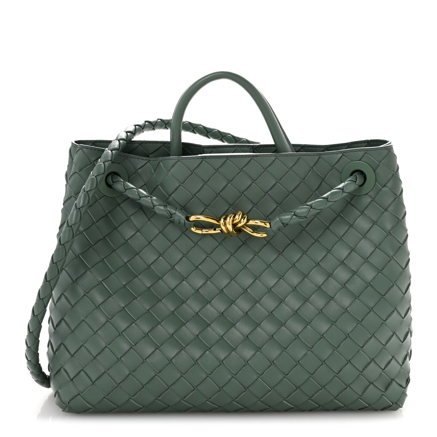 Nappa Intrecciato Medium Andiamo Shoulder Bag Aloe