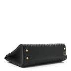 Shiny Sheepskin Chevron Quilted Collar and Tie Flap Black