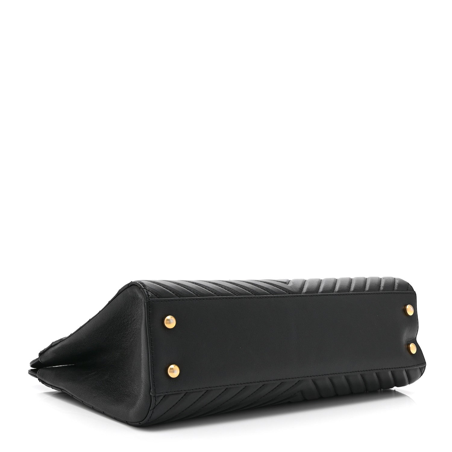 Shiny Sheepskin Chevron Quilted Collar and Tie Flap Black
