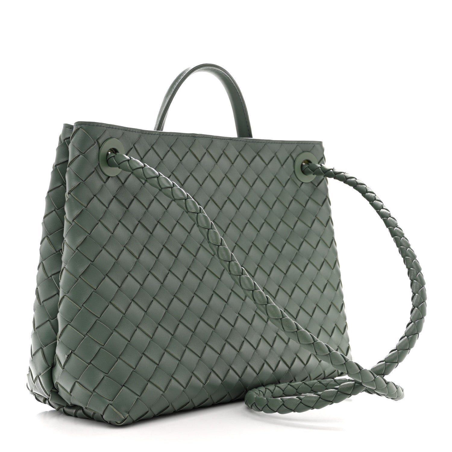 Nappa Intrecciato Medium Andiamo Shoulder Bag Aloe