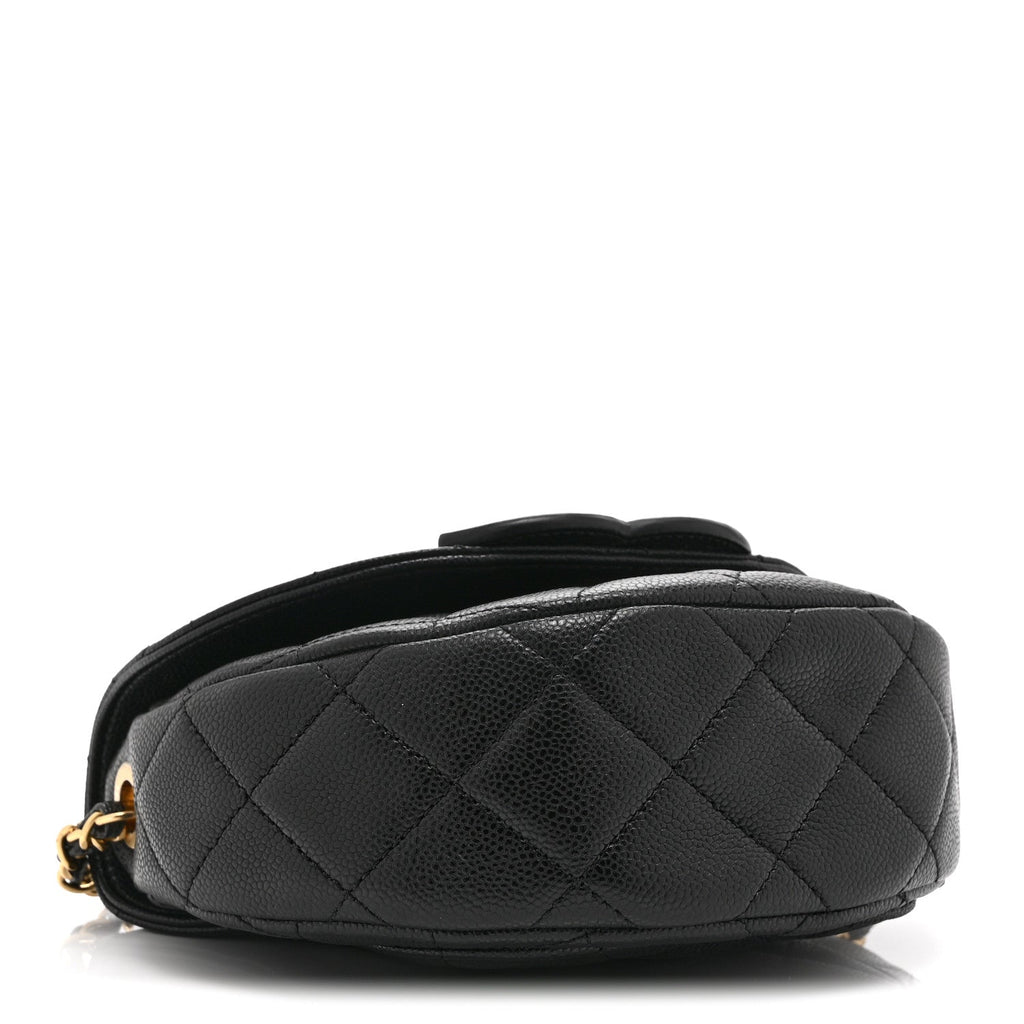 Caviar Quilted Mini Messenger Flap Black