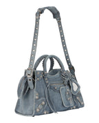 Balenciaga Womens Neo Cagole City Bag In Denim