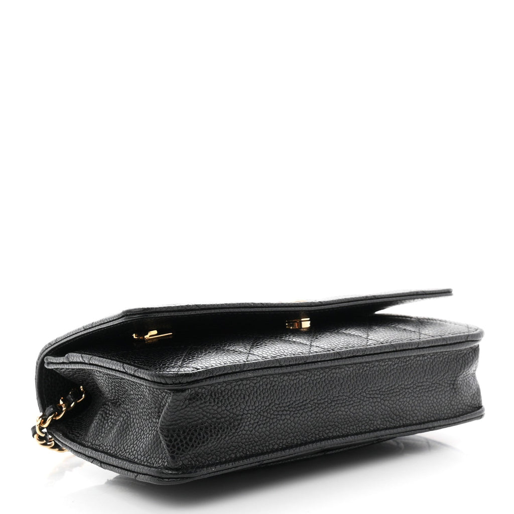Caviar Quilted Wallet On Chain WOC Black