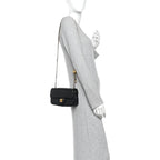 Lambskin Quilted Mini Rectangular Pearl Crush Flap Black