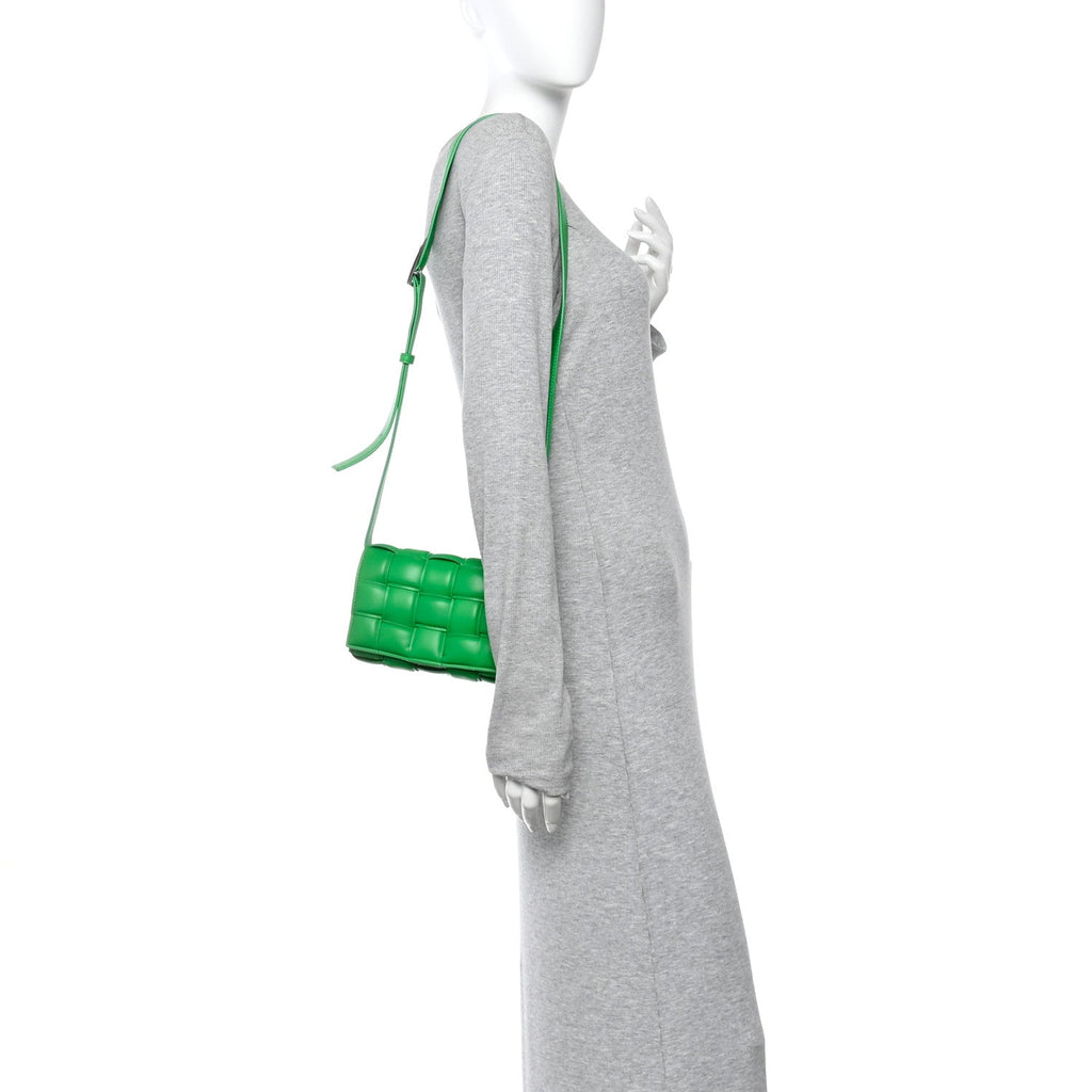 Nappa Maxi Intreccio Small Padded Cassette Crossbody Bag Parakeet