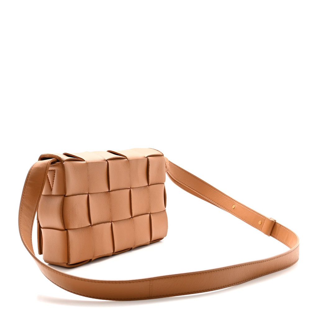 Lambskin Maxi Intrecciato Cassette Crossbody Bag Caramel
