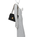 Lambskin Quilted XL Jumbo Single Flap Black