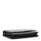 Lambskin Quilted Trendy CC Wallet On Chain WOC Black