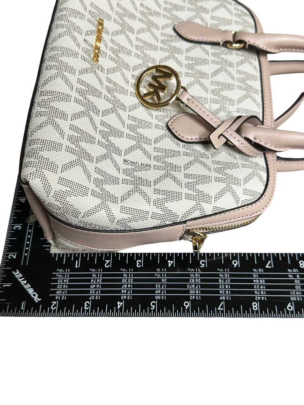 Handbag Designer By Michael Kors In Cream & Pink, Size:Medium