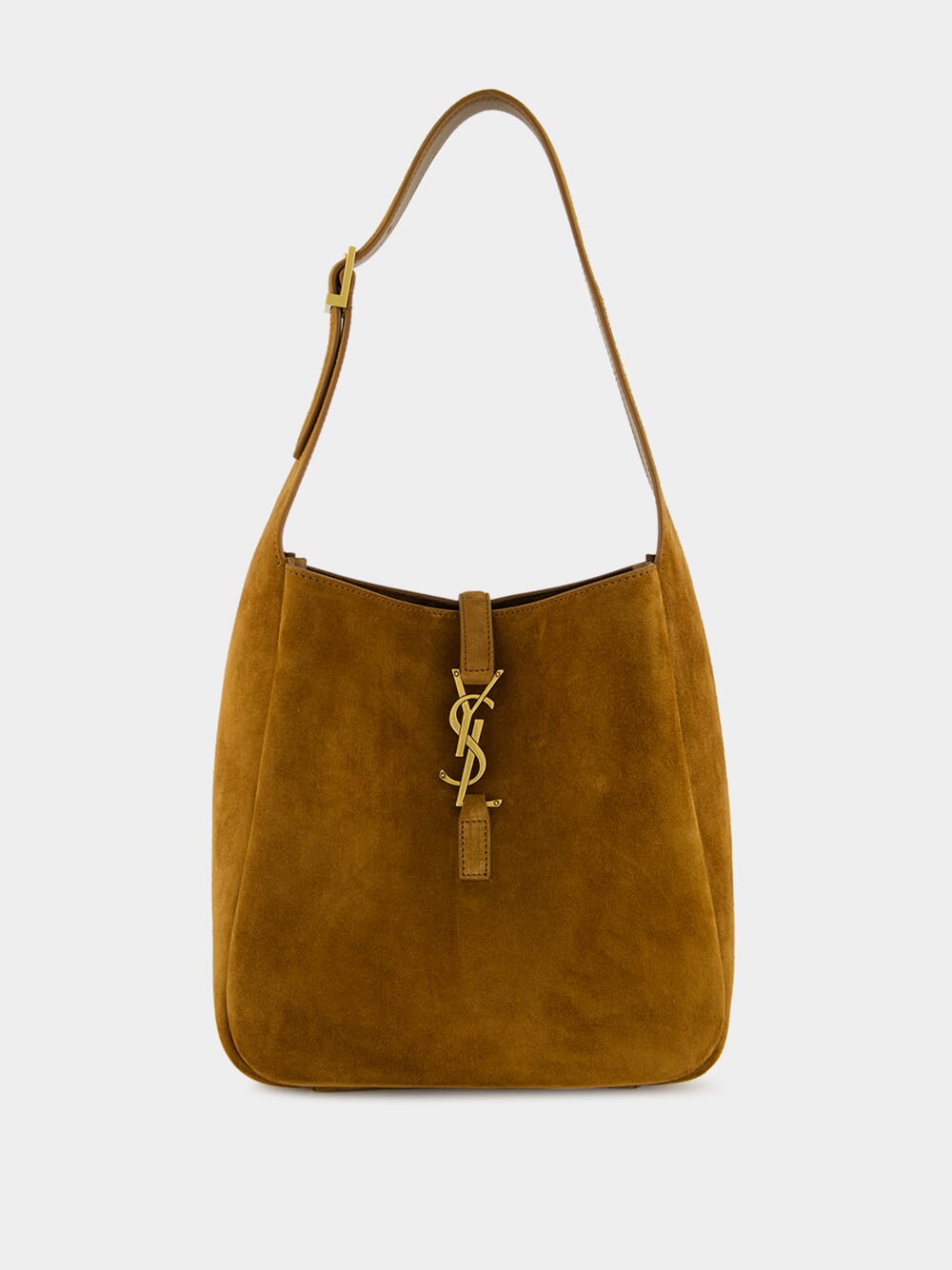 Le 5 à 7 Handbag in Orange Caramel Cognac Suede Satin Calf