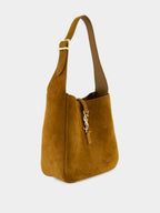 Le 5 à 7 Handbag in Orange Caramel Cognac Suede Satin Calf