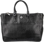 Tory Burch Robinson Black Tote Basketweave Saffiano Leather Large Handbag Bag NEW