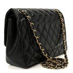 Lambskin Quilted Jumbo Double Flap Black