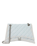 Balenciaga Womens Crush Medium Quilted Denim Chain Shoulder Bag