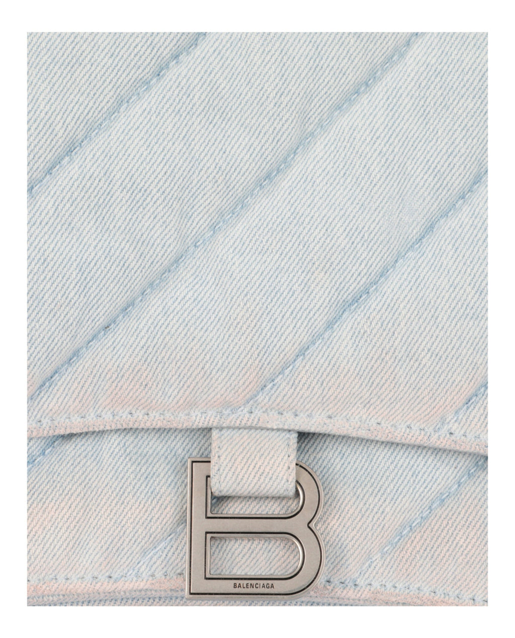 Balenciaga Womens Crush Medium Quilted Denim Chain Shoulder Bag