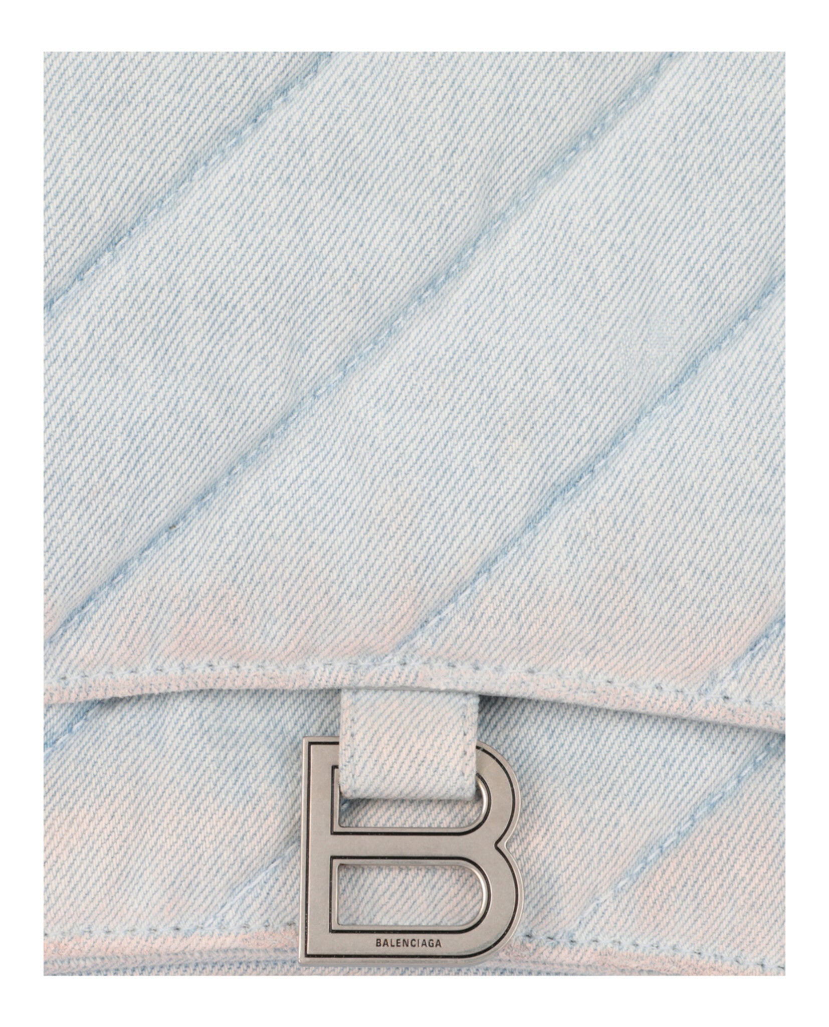 Balenciaga Womens Crush Medium Quilted Denim Chain Shoulder Bag