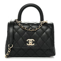 Caviar Quilted Extra Mini Coco Handle Flap Black