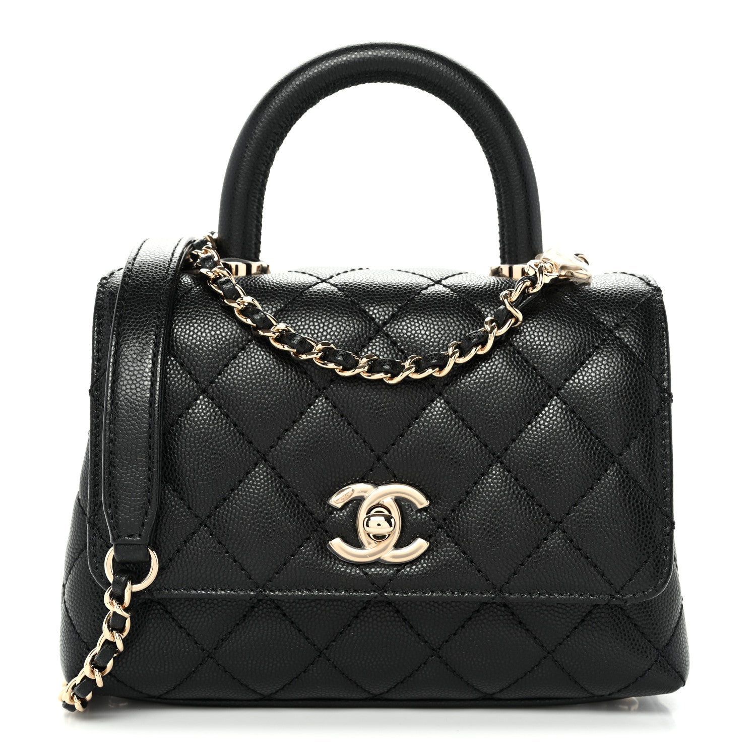 Caviar Quilted Extra Mini Coco Handle Flap Black
