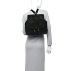 Suede CC Drawstring Backpack Black
