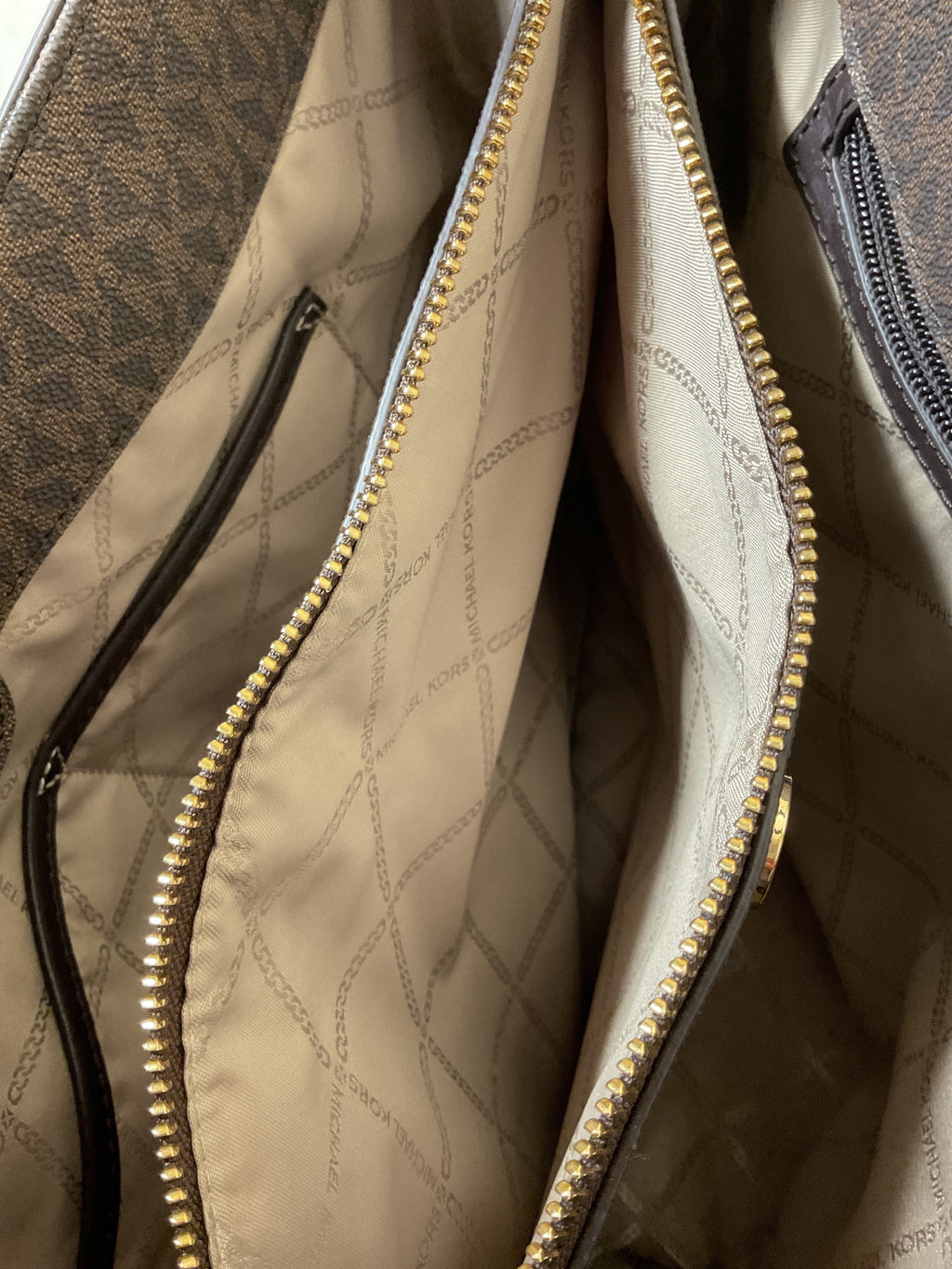 Handbag Designer By Michael Kors In Brown & Green, Size:Large