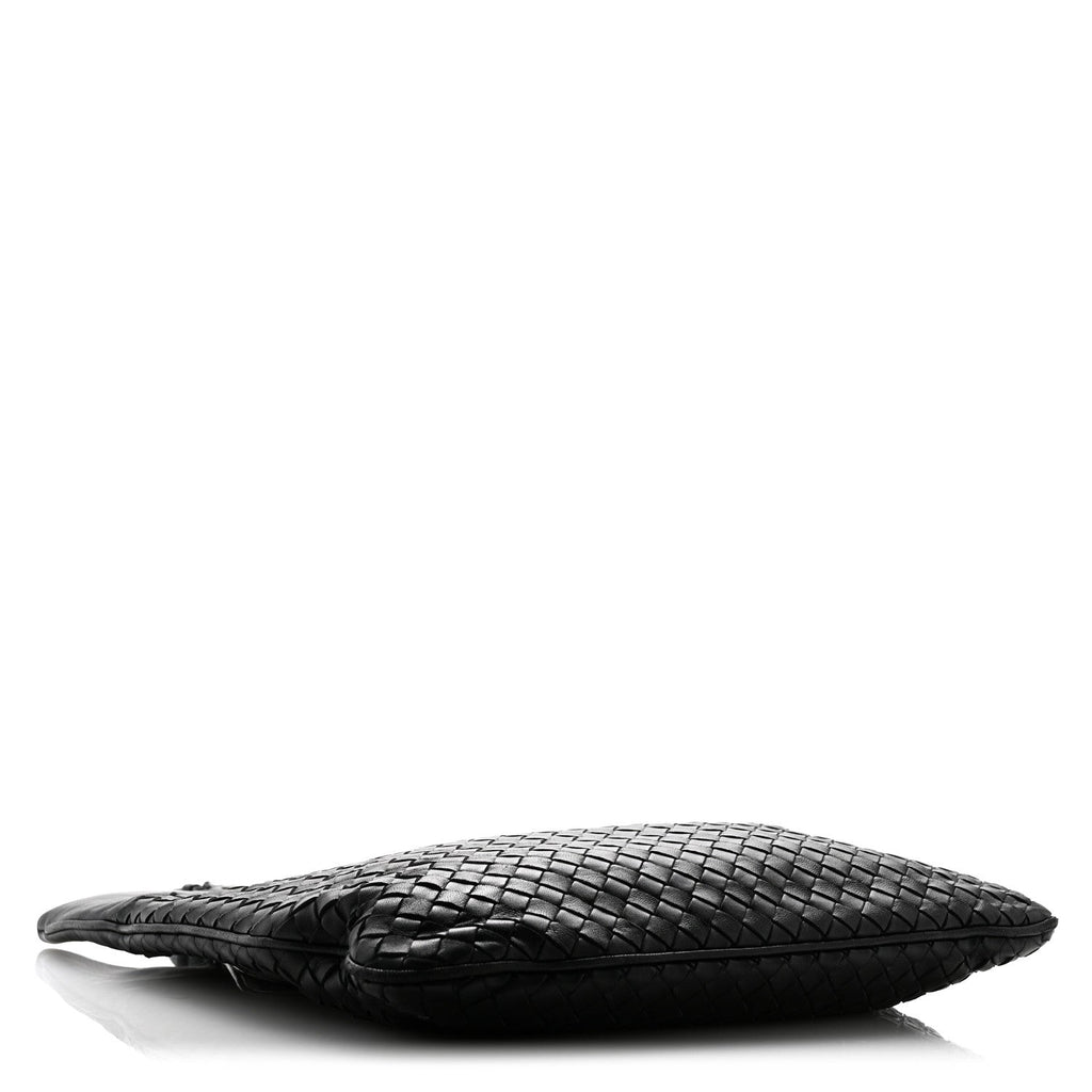 Nappa Intrecciato Flat Shoulder Bag Black