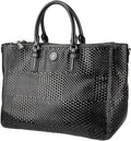 Tory Burch Robinson Black Tote Basketweave Saffiano Leather Large Handbag Bag NEW