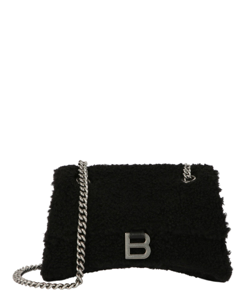 Balenciaga Womens Crush Small Chain Bag With Faux Shearling