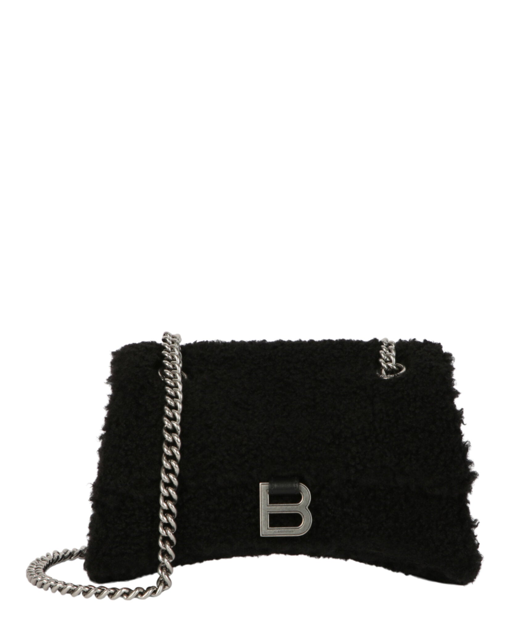 Balenciaga Womens Crush Small Chain Bag With Faux Shearling