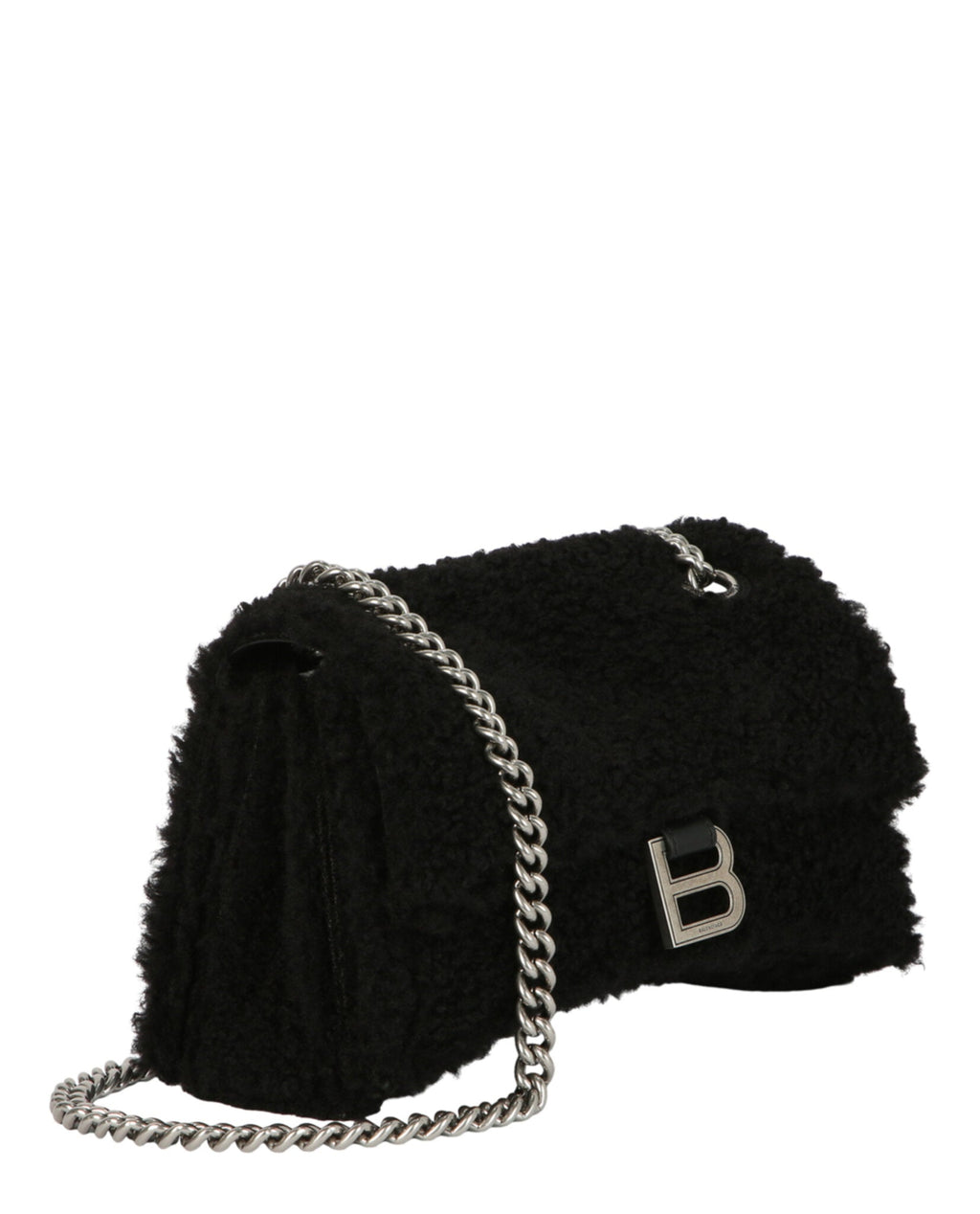 Balenciaga Womens Crush Small Chain Bag With Faux Shearling
