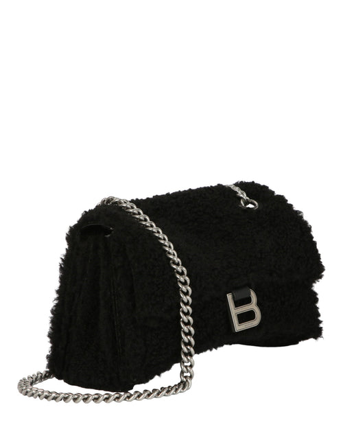 Balenciaga Womens Crush Small Chain Bag With Faux Shearling