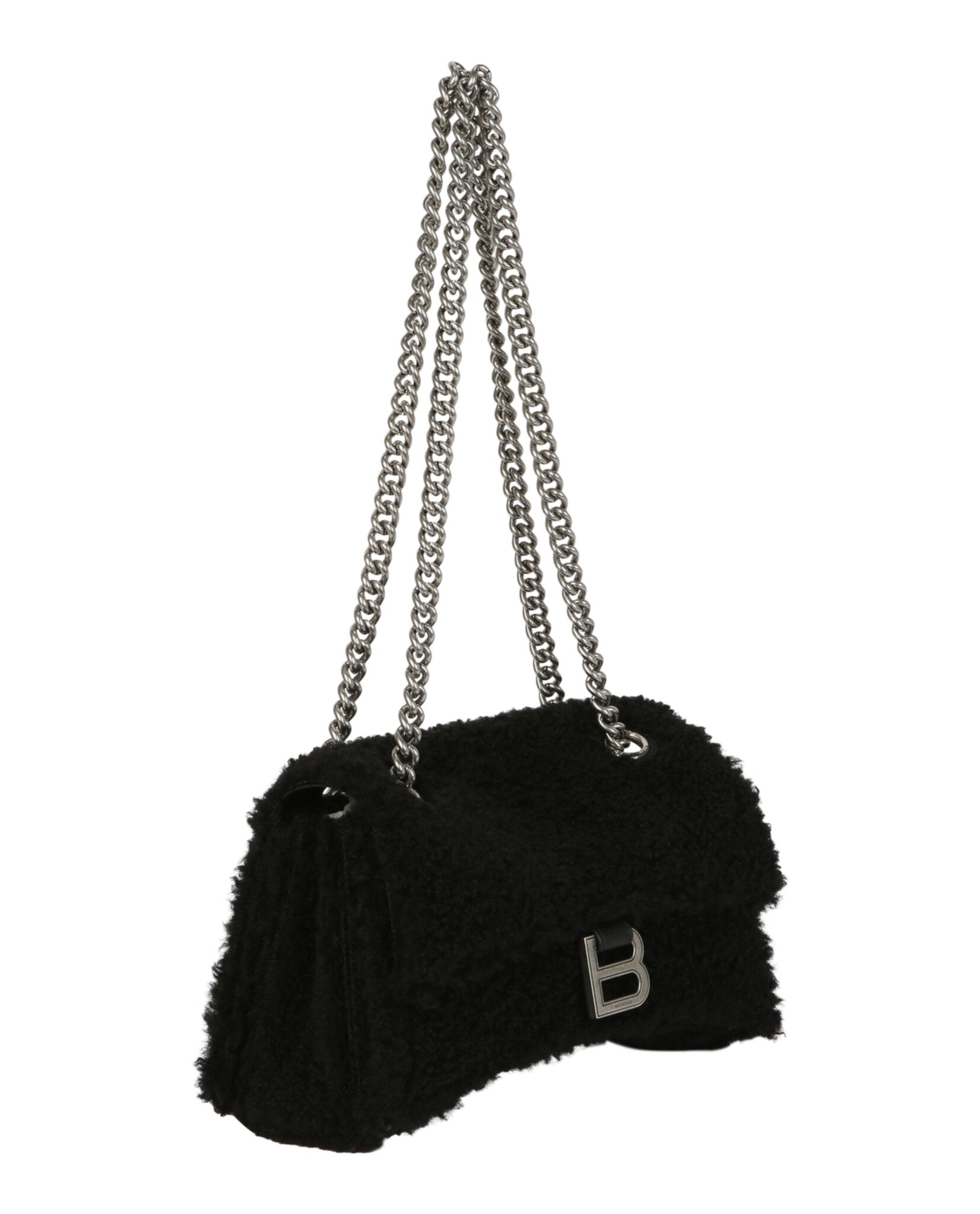 Balenciaga Womens Crush Small Chain Bag With Faux Shearling