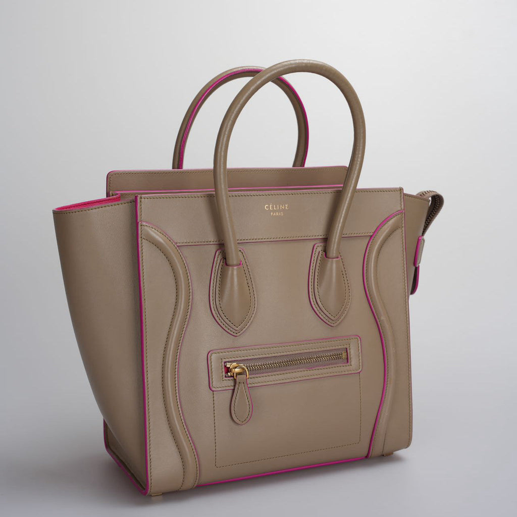CELINE Calfskin Mini Luggage in Beige