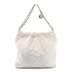 Metallic Shaded Calfskin Quilted Chanel 22 White Silver