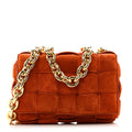 Suede Maxi Intrecciato Padded Chain Cassette Crossbody Bag Maple