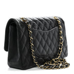 Caviar Quilted Medium Double Flap Black