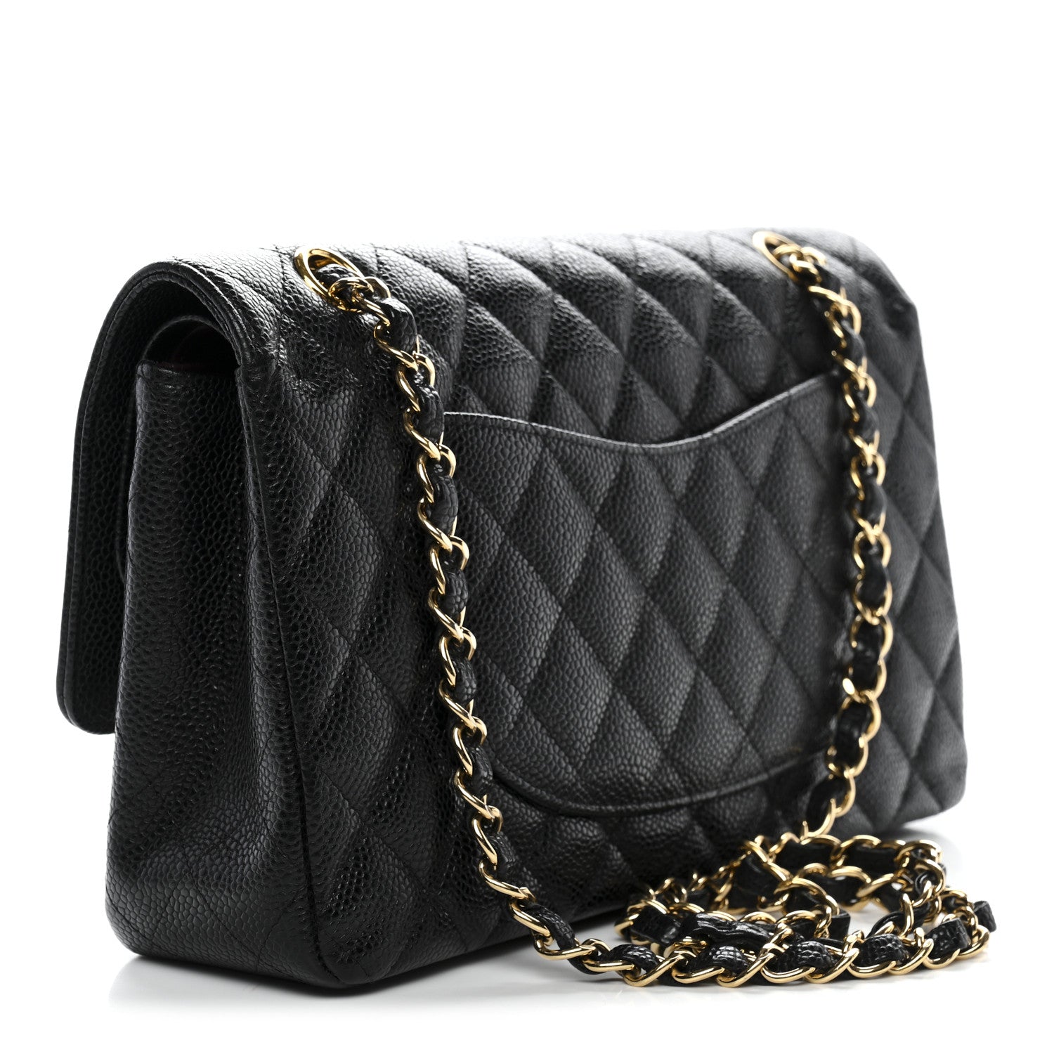 Caviar Quilted Medium Double Flap Black