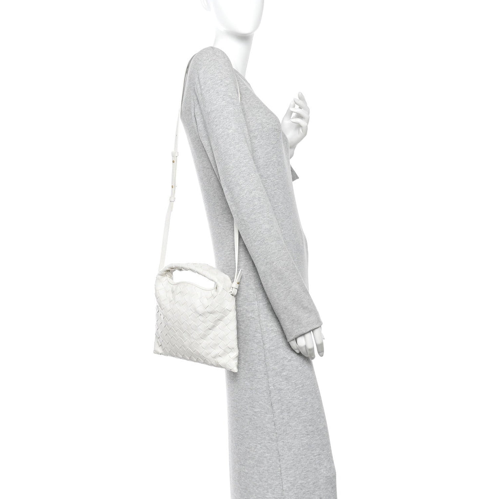Calfskin Intrecciato Mini Hop White