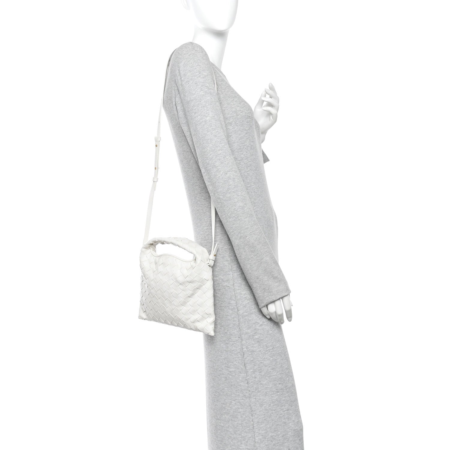 Calfskin Intrecciato Mini Hop White