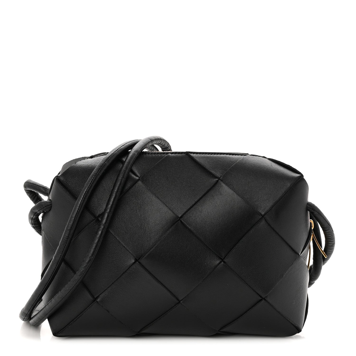 Lambskin Maxi Intrecciato Small Cassette Camera Bag Black