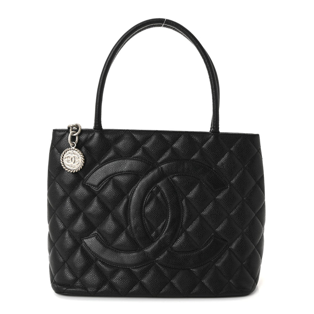Caviar Quilted Medallion Tote Black
